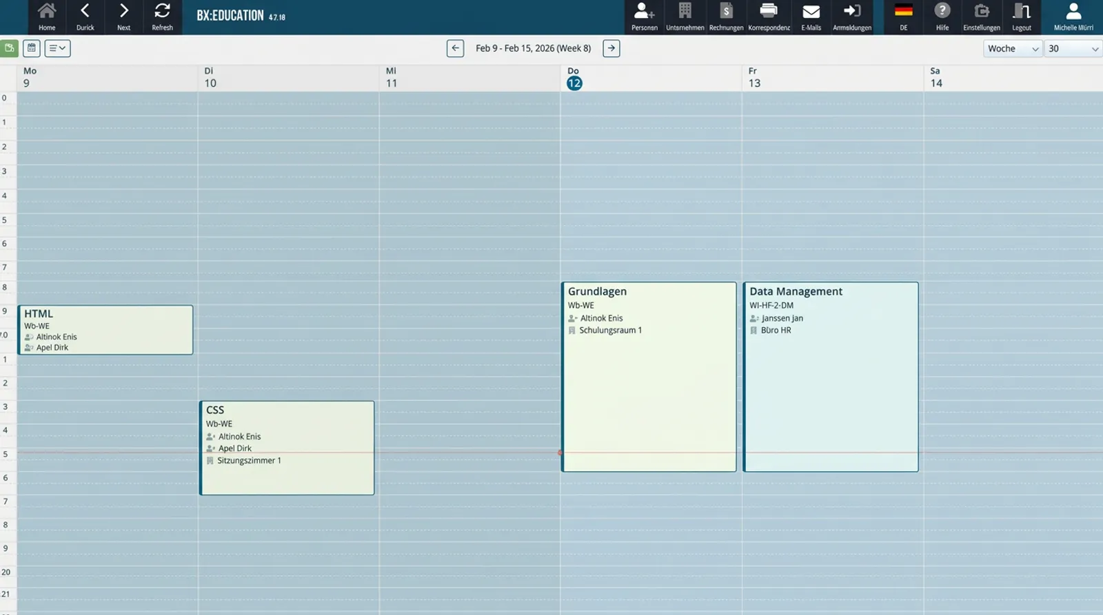 Screenshot von Planung & Organisation