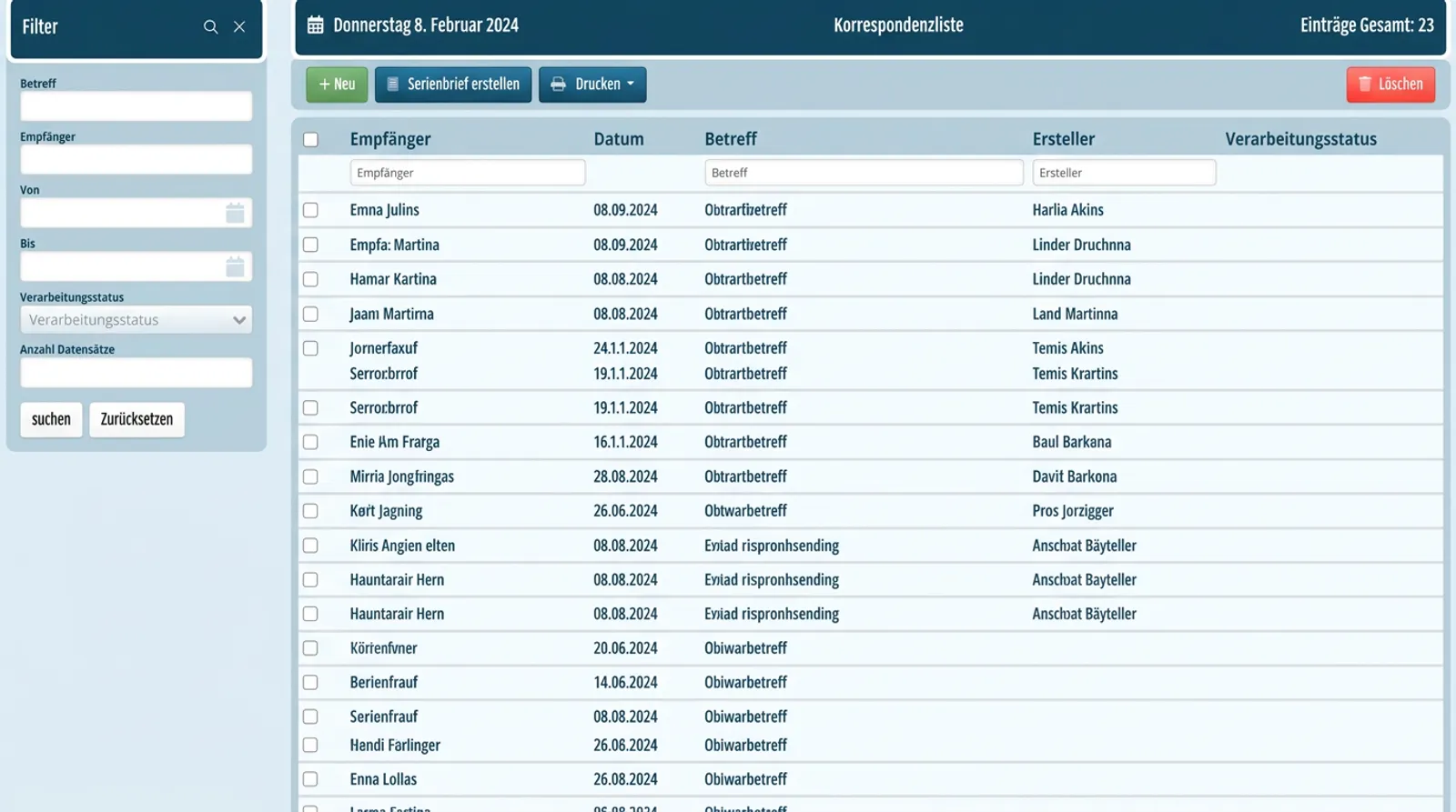 Screenshot von Kommunikation